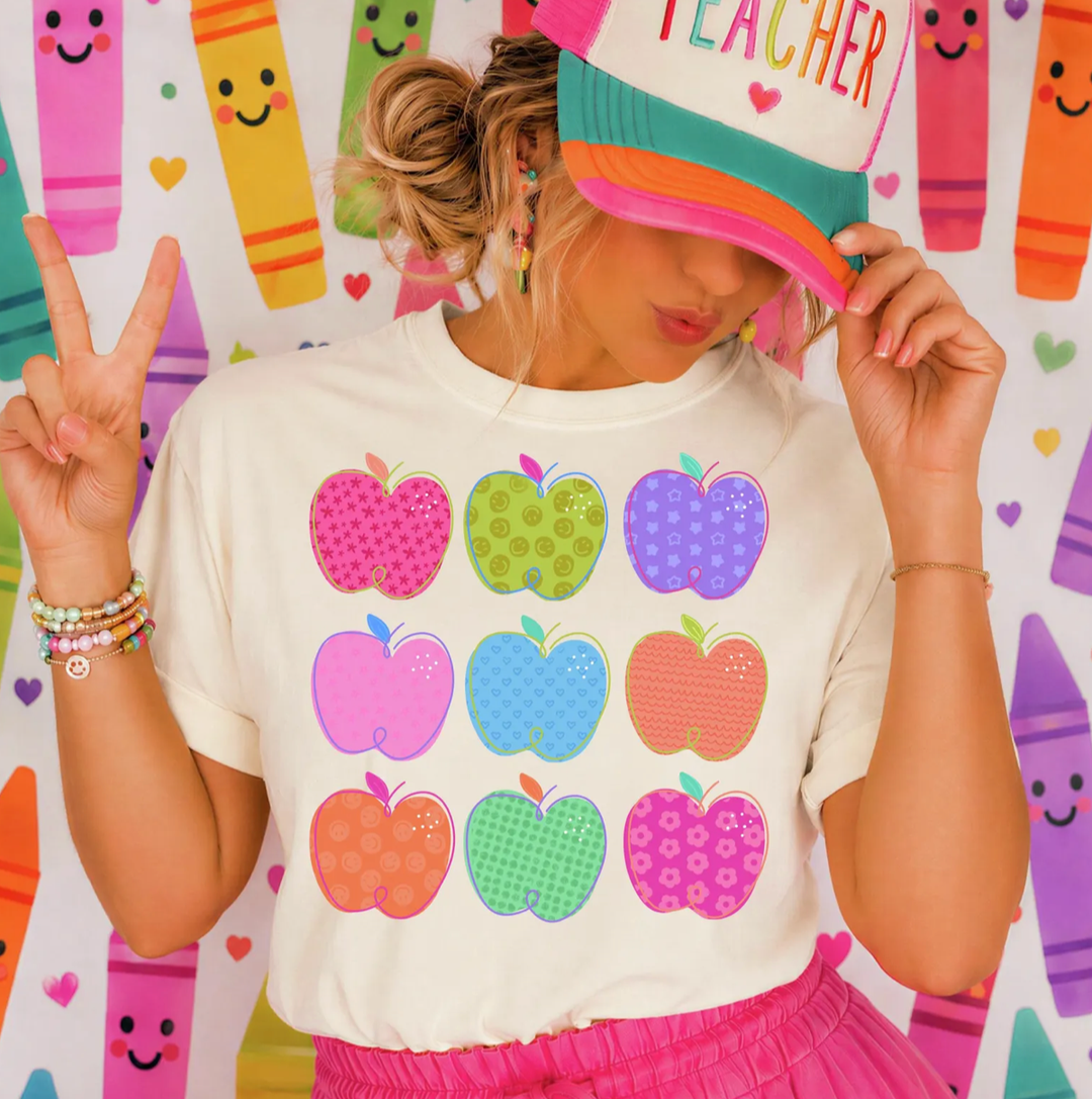 Custom Made to Order | Multi Apple Cute Graphic Tee or Sweatshirt in Multiple Printing Options on Ivory