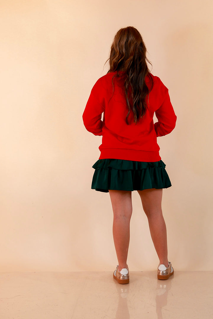 Deck the Halls Sequin Christmas Tree Sweatshirt in Red