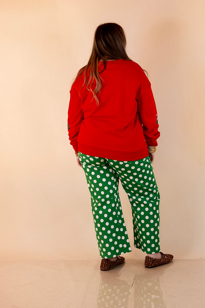 Deck the Halls Sequin Christmas Tree Sweatshirt in Red