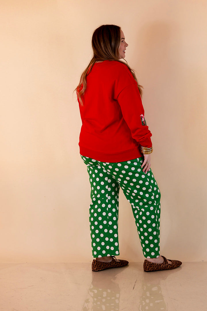 Deck the Halls Sequin Christmas Tree Sweatshirt in Red