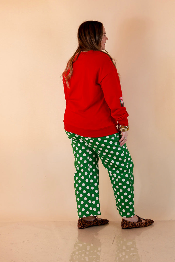 Deck the Halls Sequin Christmas Tree Sweatshirt in Red