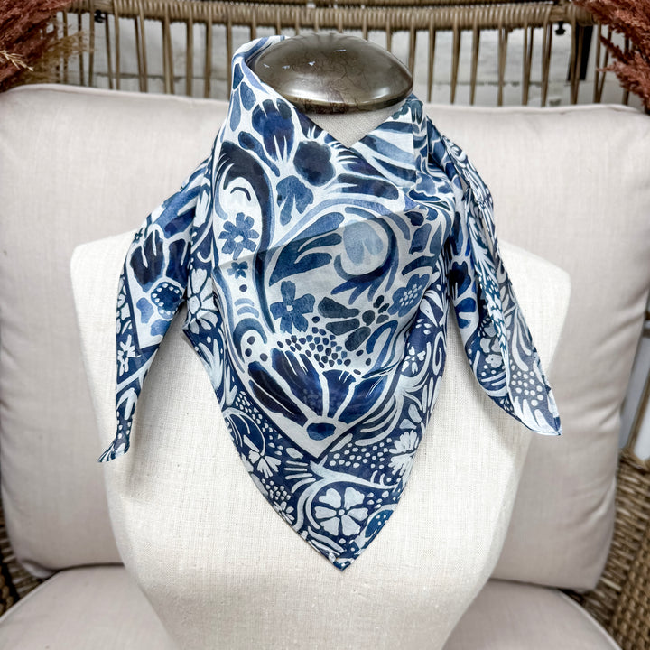 XOXO Art & Co | Denim Flowers Shorty Wild Rag