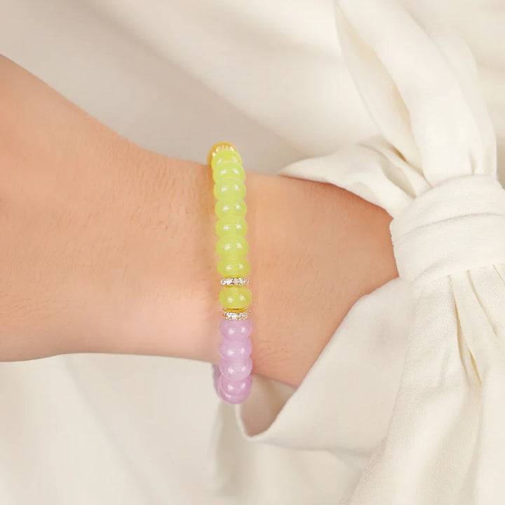 BuDhaGirl | Denise Beaded Bracelet in Lilac Purple, Wasabi Green and Yellow