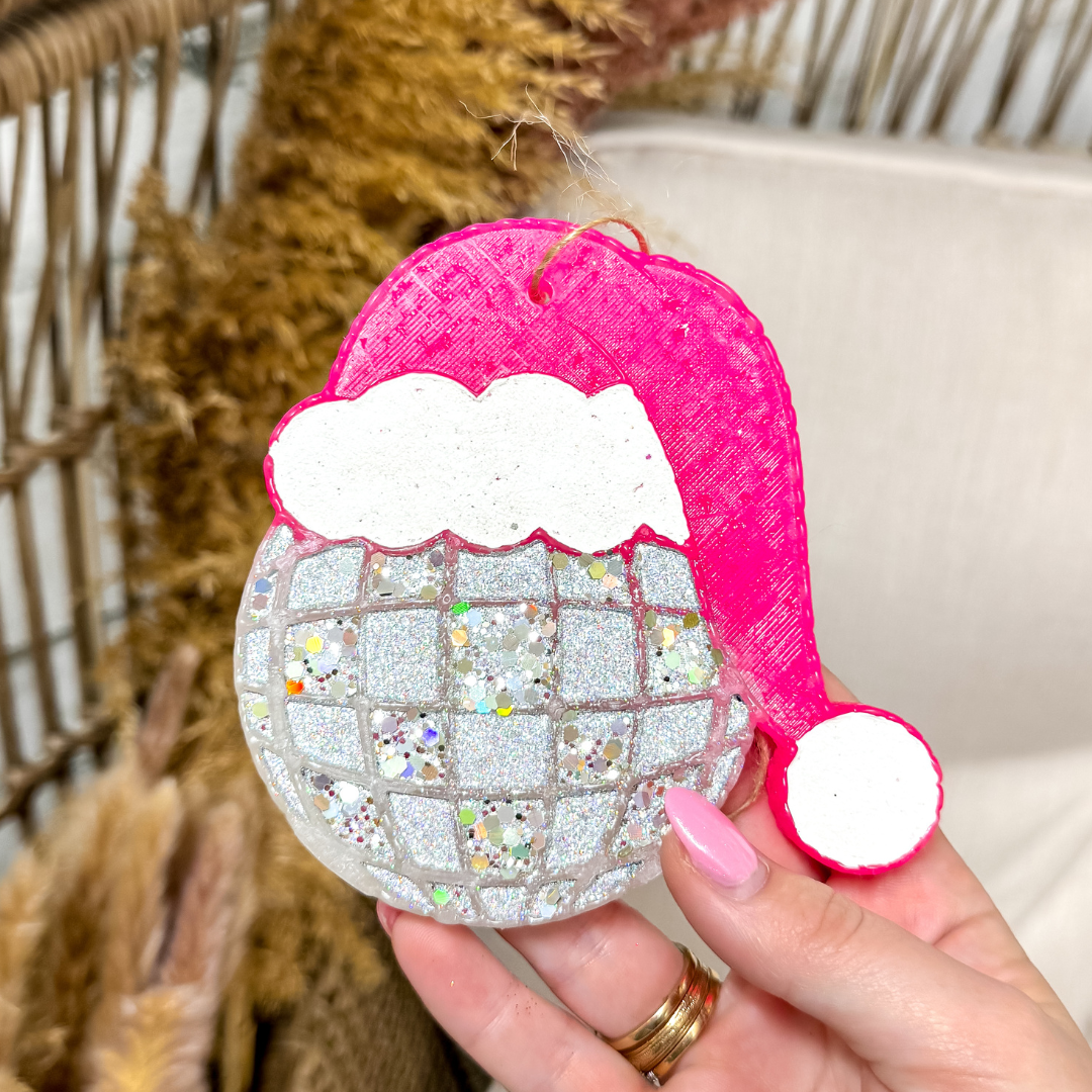 Disco Christmas Pink Santa Hat Car Freshie in Various Scents