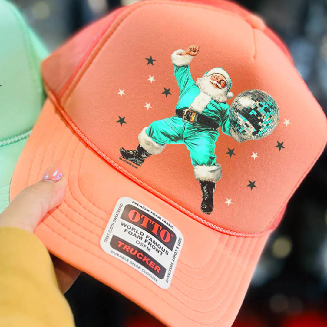 Online Exclusive | Disco Dancing Santa Trucker Cap in Coral