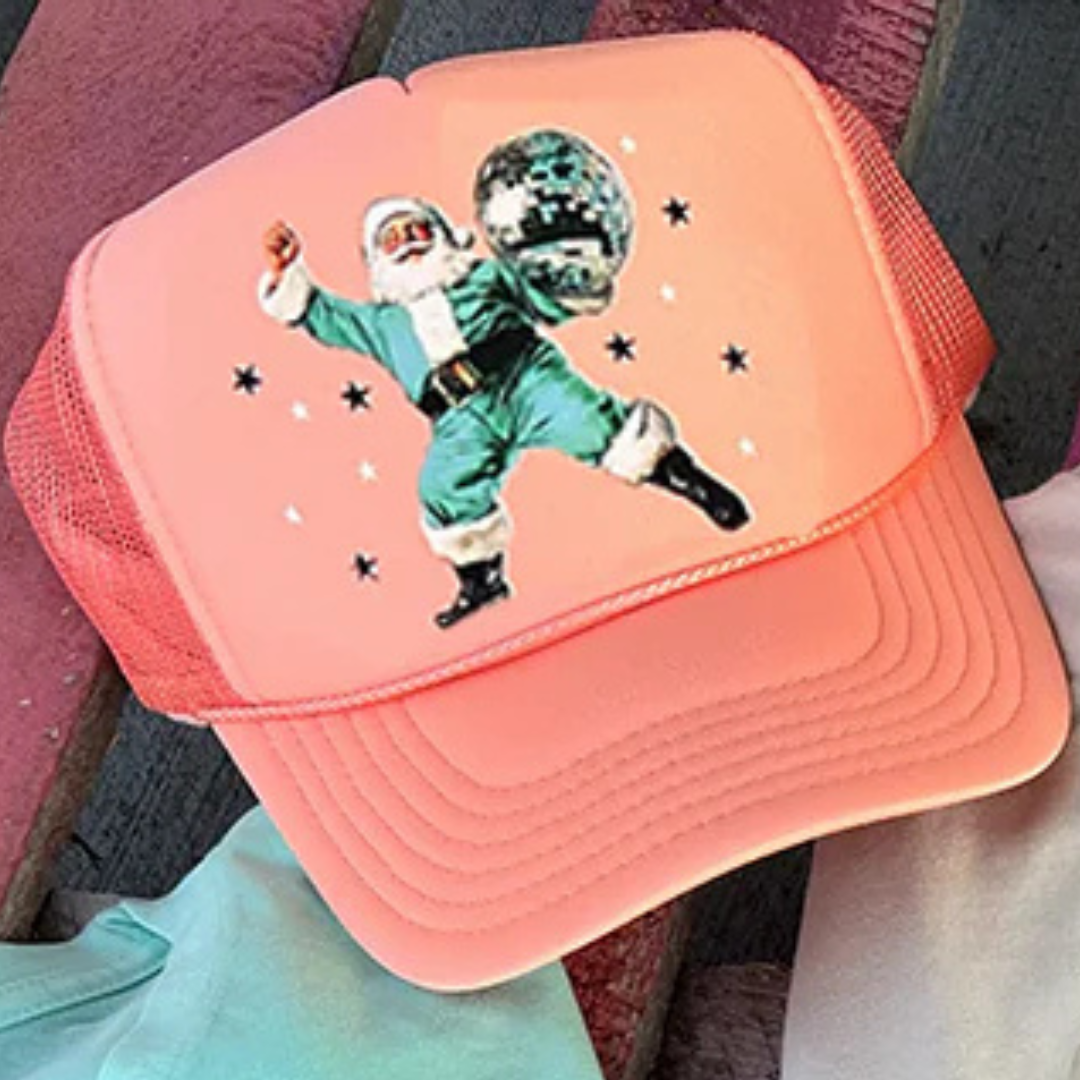 Online Exclusive | Disco Dancing Santa Trucker Cap in Coral