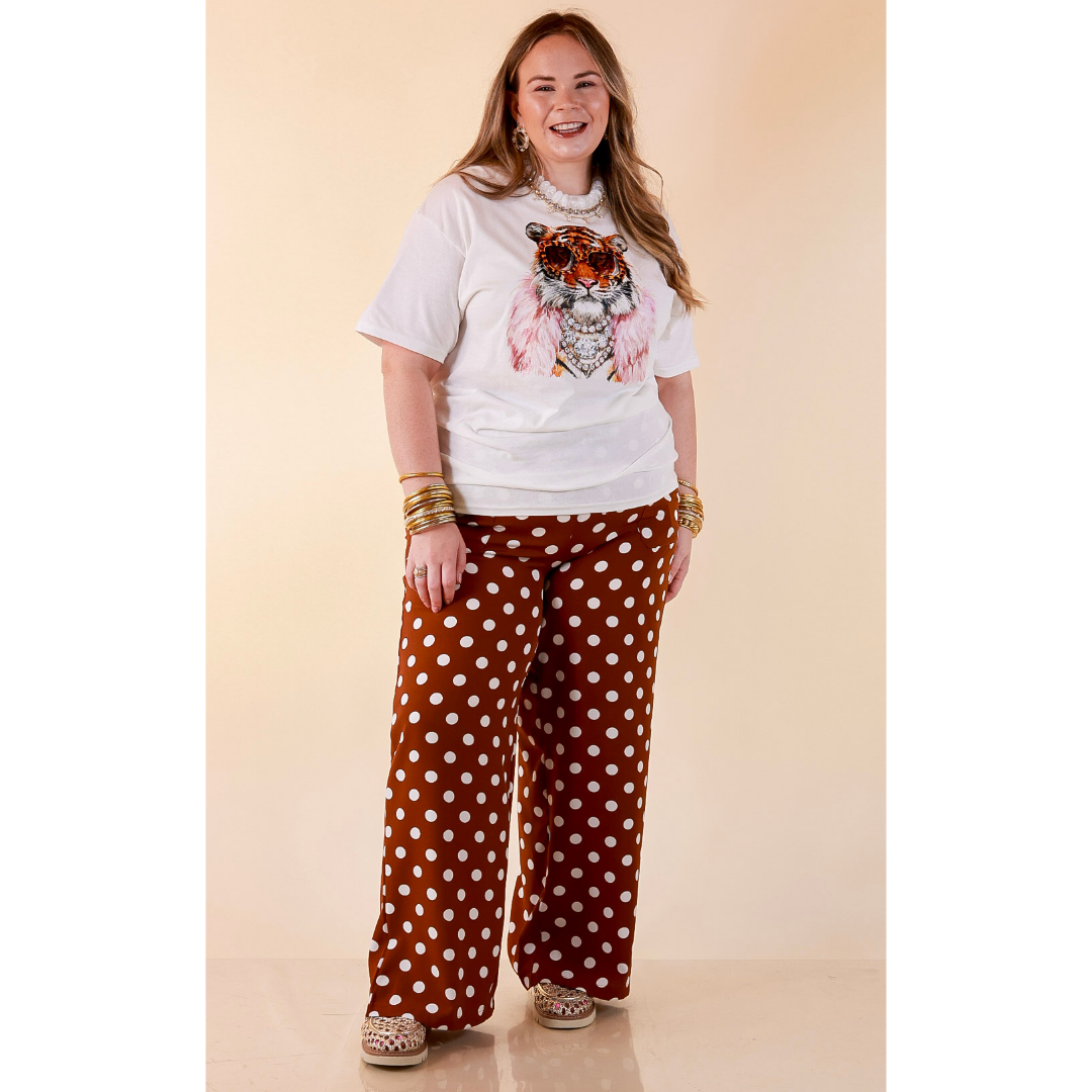 Dressed to Roar Glamourous Tiger Printed Short Sleeve Graphic in White