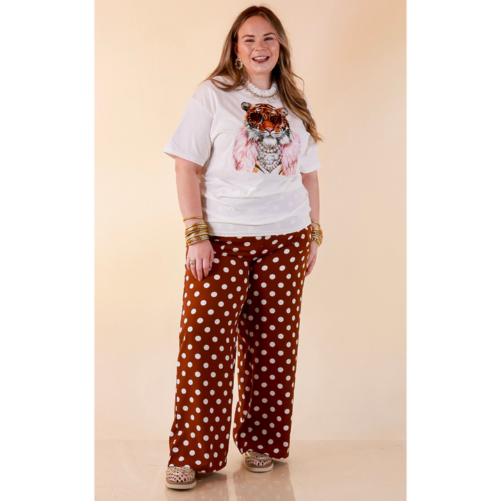 Dressed to Roar Glamourous Tiger Printed Short Sleeve Graphic in White