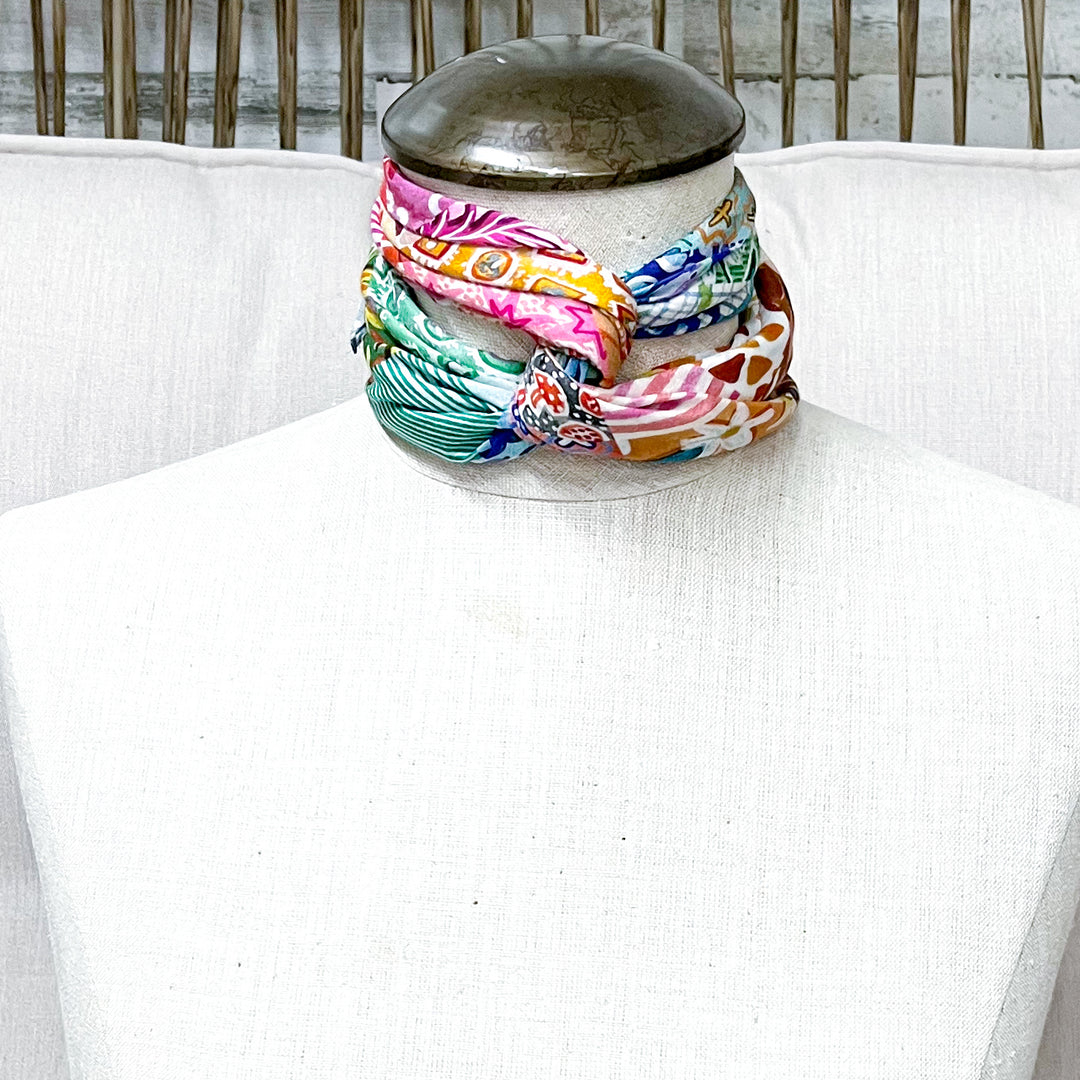 XOXO Art &amp; Co | Vintage Feedsack Shorty Wild Rag Scarf in Multicolor