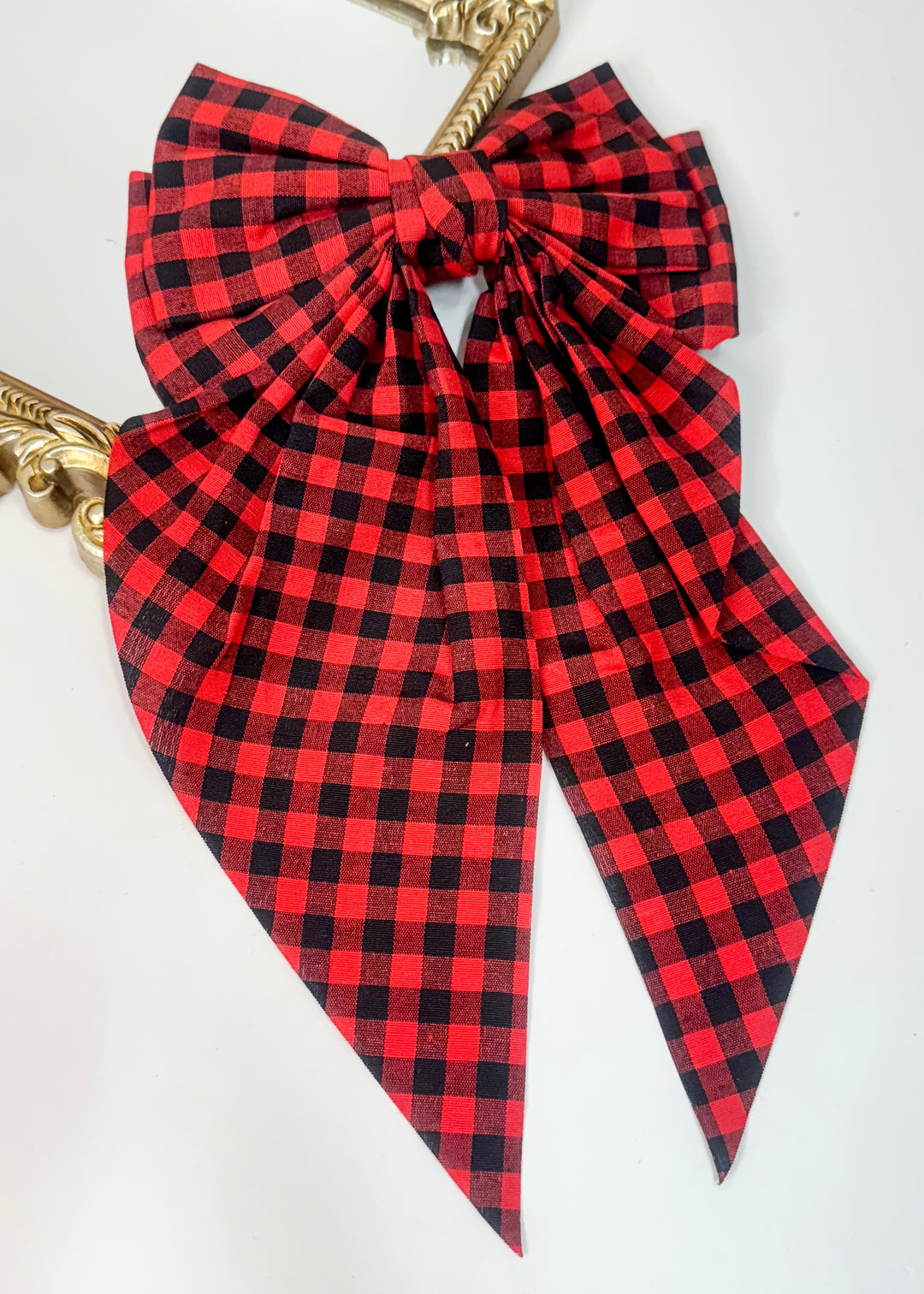 Gameday Spirit Gingham Hair Bow in 3 Color Options