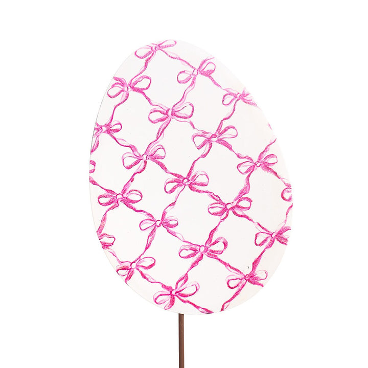 The Round Top Collection | Bowtiful Egg Medium Sized Garden Stake in Pink
