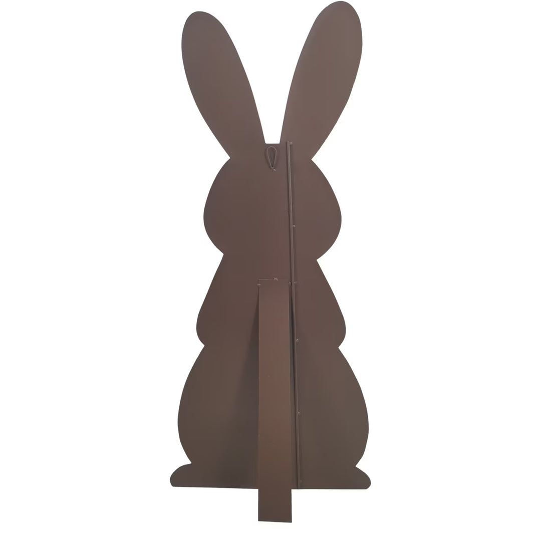 The Round Top Collection | Elegant Checked Rabbit Large Yard Stake in Black and White