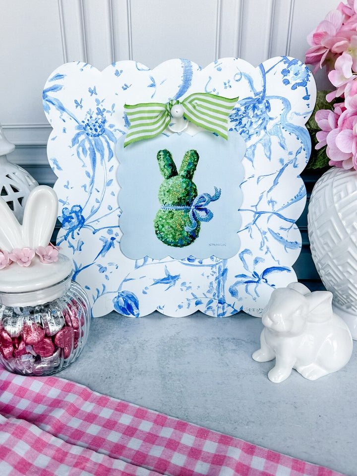 The Round Top Collection | Mini Gallery Scalloped Edge Boxwood Bunny in Blue