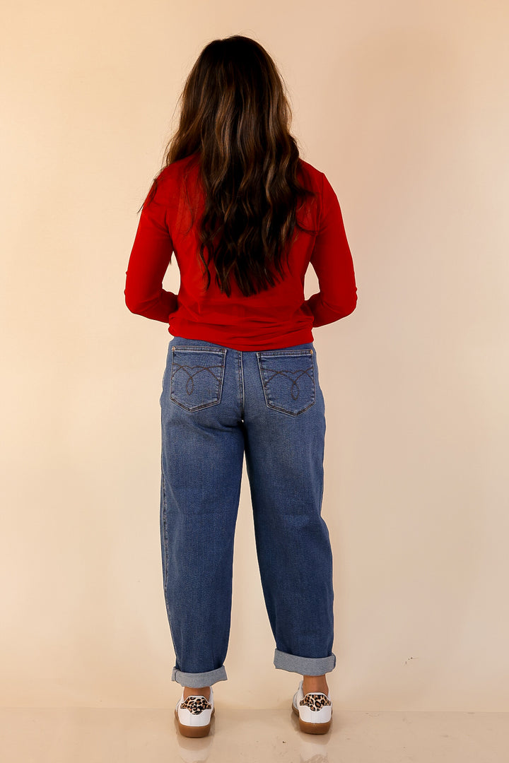Sheer Confidence Solid Mesh Long Sleeve Top in Red