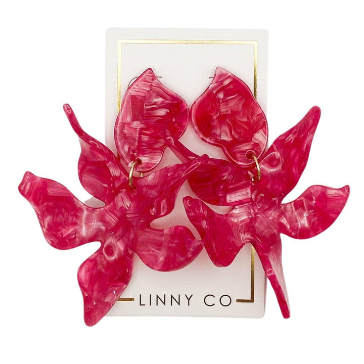 Linny Co | Flora Drop Earrings in Pearlized Hot Pink