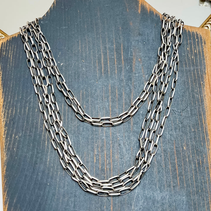 Sally Shirley | Navajo Handmade Sterling Silver Paperclip Chain Link Necklace - 16" &amp; 20"