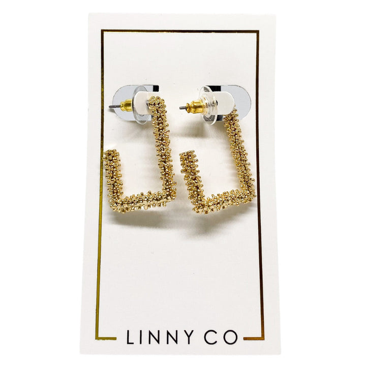 Linny Co | Joy Gold Tone Rectangular Hoop Earrings