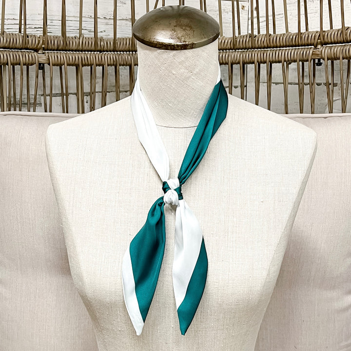 Gameday Glam Twilly Scarf in Forest Green and White