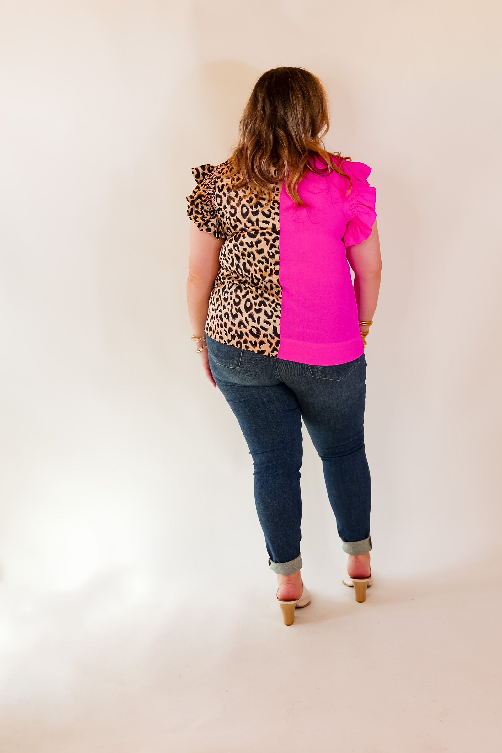 The Lively Side Split Print Top in Cheetah Print and Hot Pink - Giddy Up Glamour Boutique