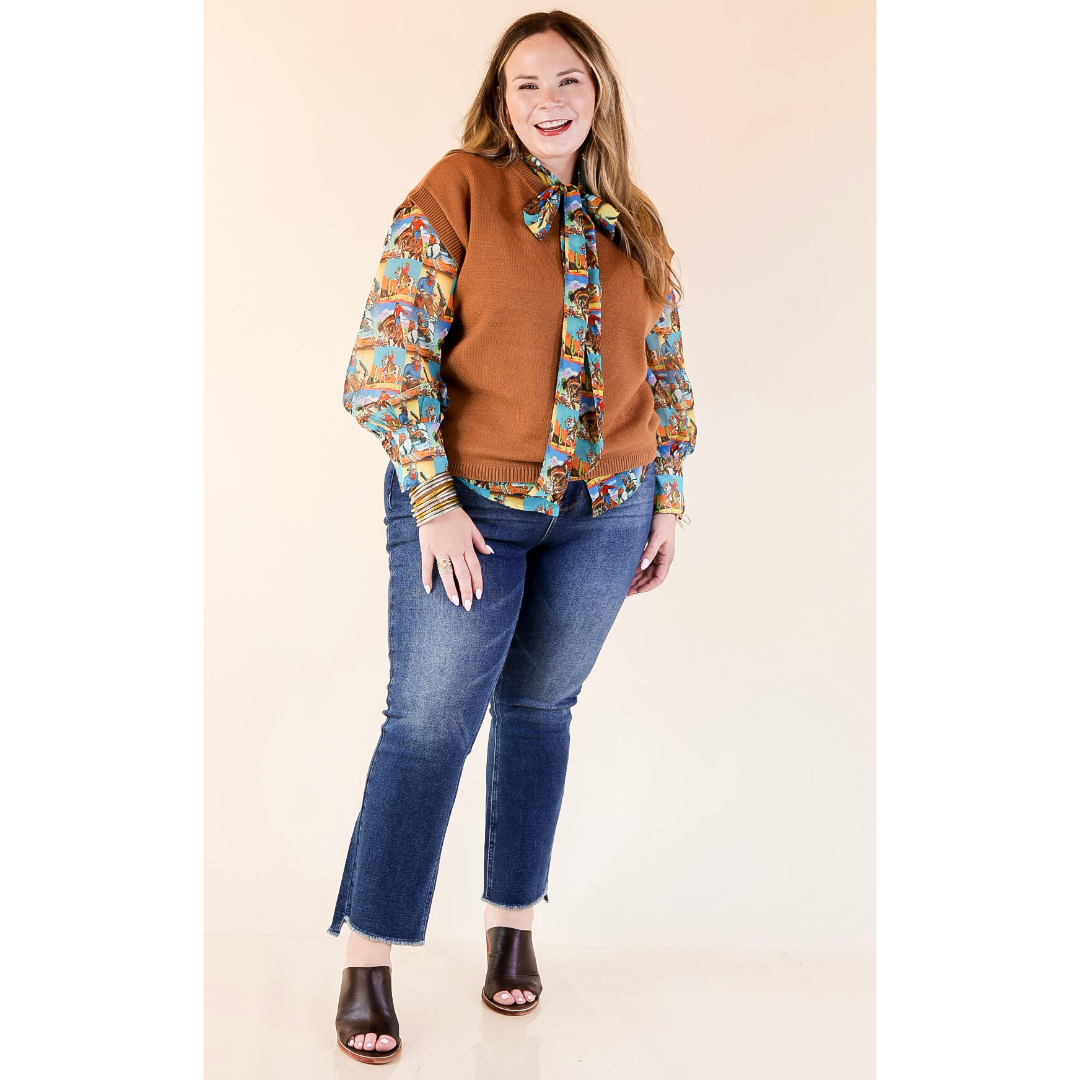 Effortlessly Yours Short Sleeve Crew Neck Sweater in Camel Brown