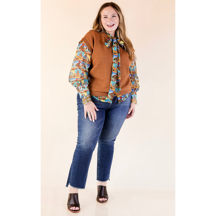 Effortlessly Yours Short Sleeve Crew Neck Sweater in Camel Brown