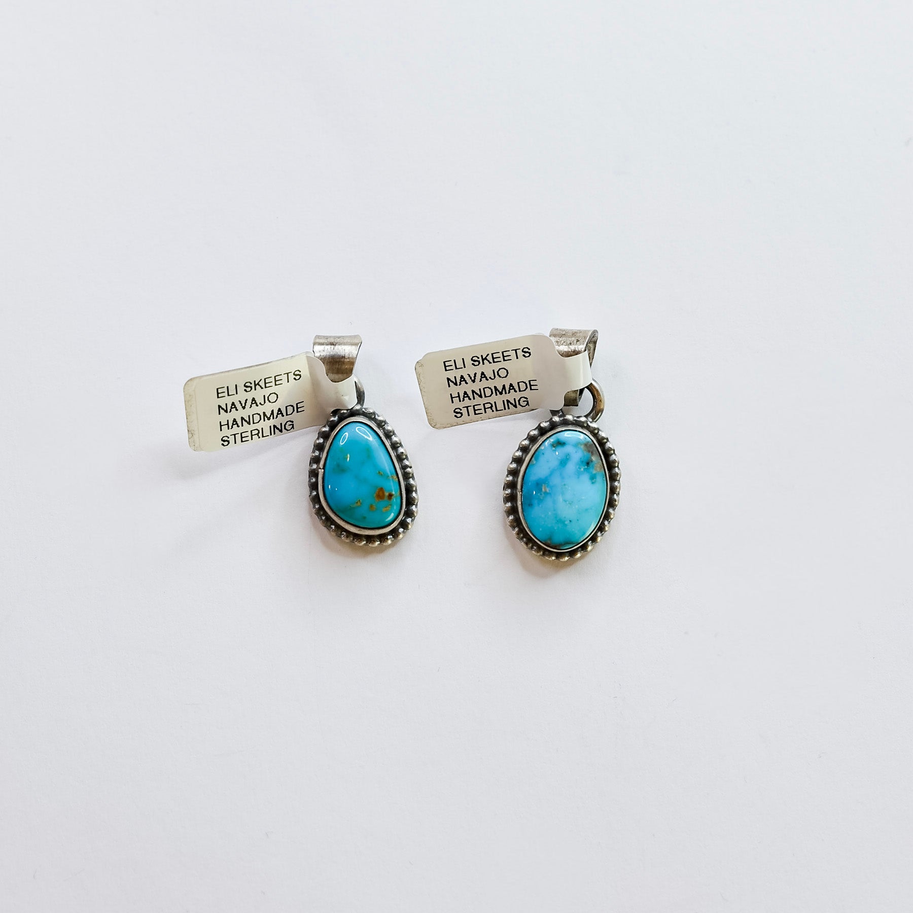 Eli Skeets | Navajo Handmade Sterling Silver Pendant with Genuine Kingman Turquoise Stone