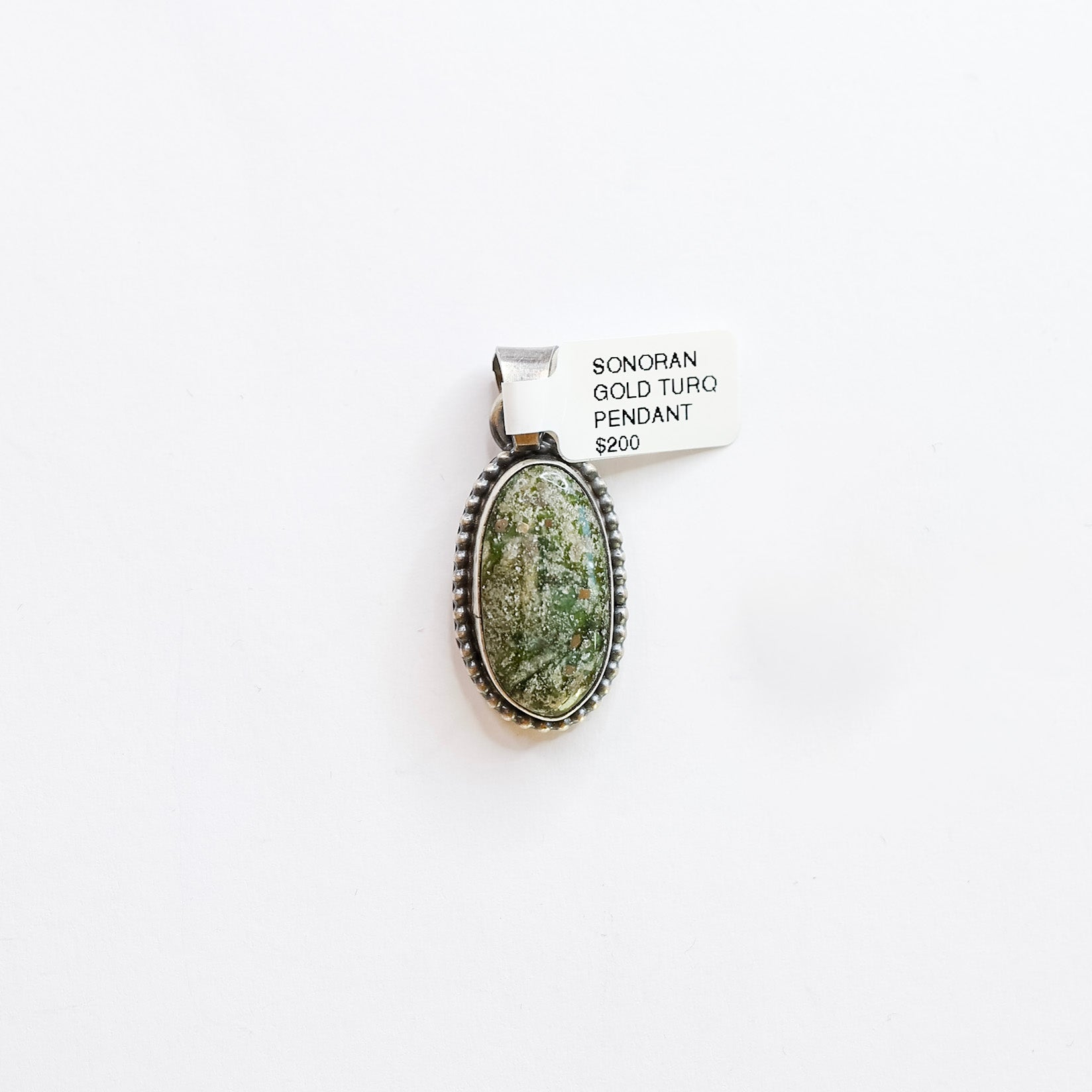 Eli Skeets | Navajo Handmade Sterling Silver Oval Pendant with Genuine Sonoran Gold Turquoise Stone