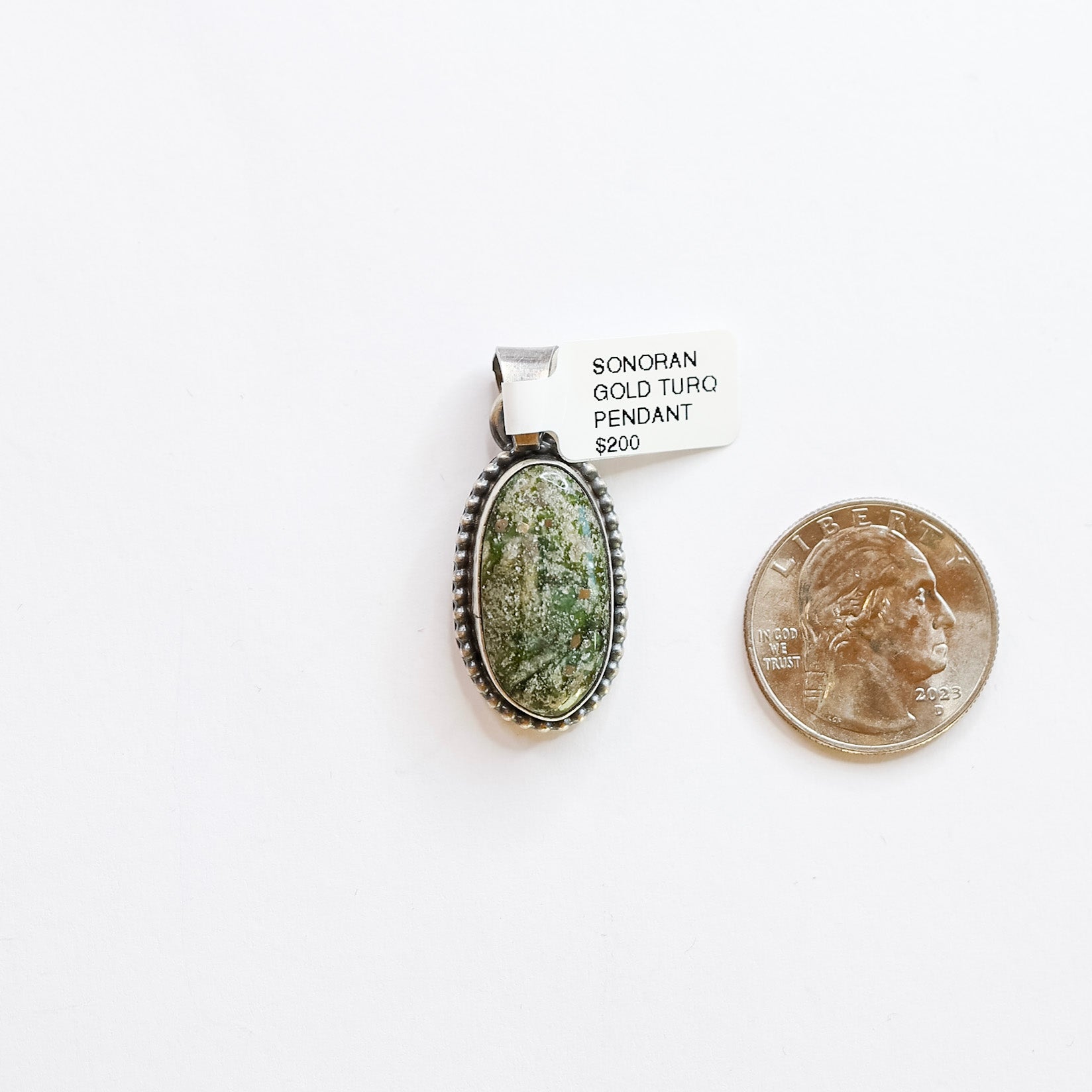 Eli Skeets | Navajo Handmade Sterling Silver Oval Pendant with Genuine Sonoran Gold Turquoise Stone