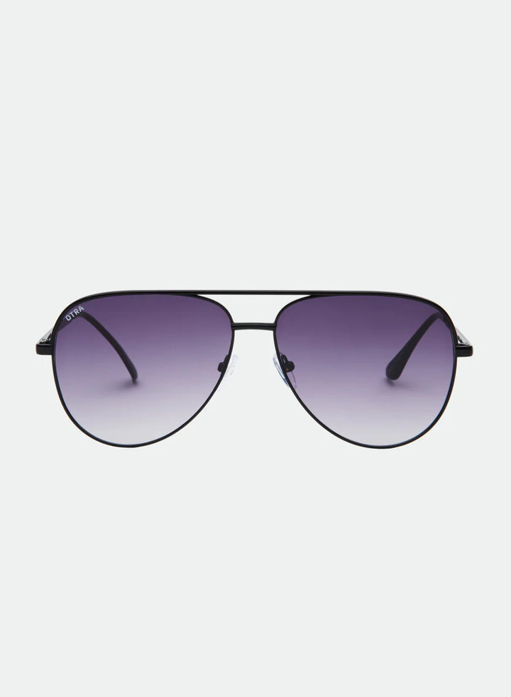 Otra Eyewear | Era Classic Aviator Black Frame Sunglasses in Smoke Fade