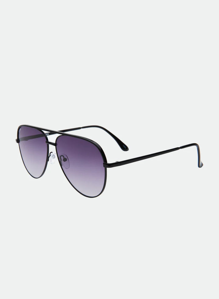 Otra Eyewear | Era Classic Aviator Black Frame Sunglasses in Smoke Fade