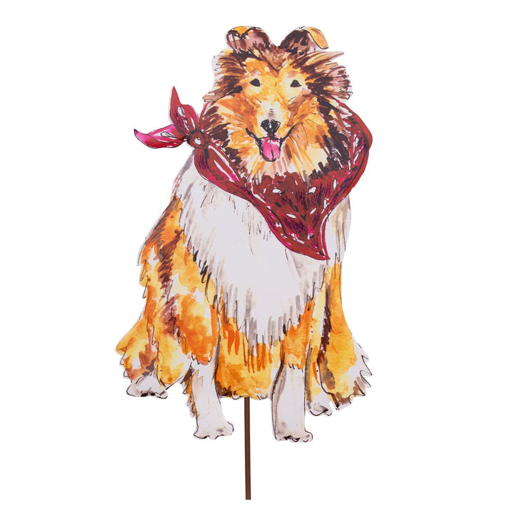 The Round Top Collection | Collie Dog Stake with Maroon Bandana