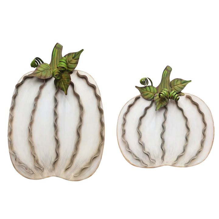 The Round Top Collection | Large Ribbon Pumpkins in Cream