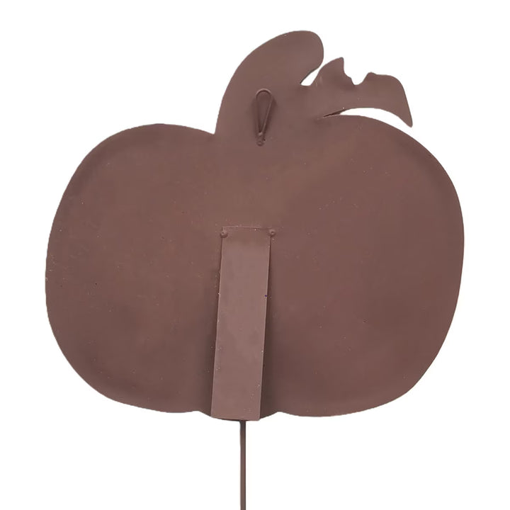 Back of Round Top Collection Pink and Gold Pumpkin showing built-in easel, hanging hook and removable garden stake.