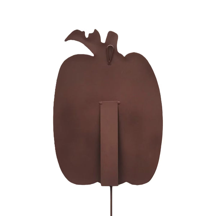 Back of Round Top Collection Gold and Hot Pink Pumpkin showing built-in easel, hanging hook and removable stake display options.