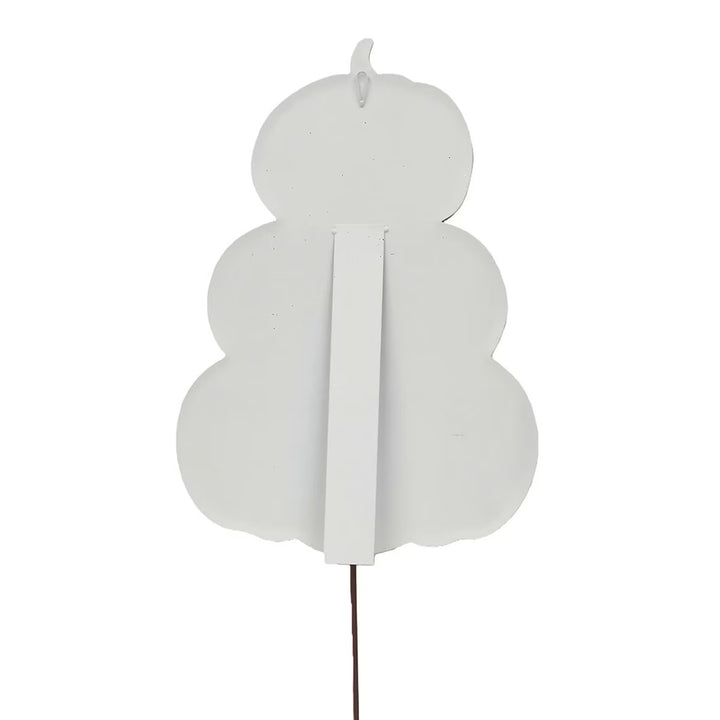 Back of Round Top Collection Autumn Feast Pumpkin Stack showing built-in easel, hanging loop and garden stake.