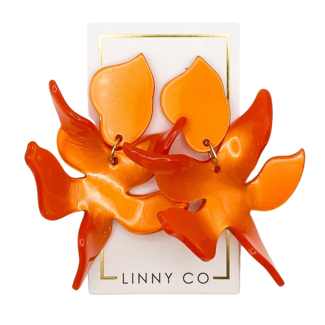 Linny Co | Flora Drop Earrings in Metallic Orange