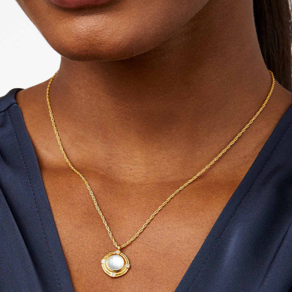 Julie Vos | Astor Solitaire Necklace with Iridescent Clear Crystal in Gold - Giddy Up Glamour Boutique