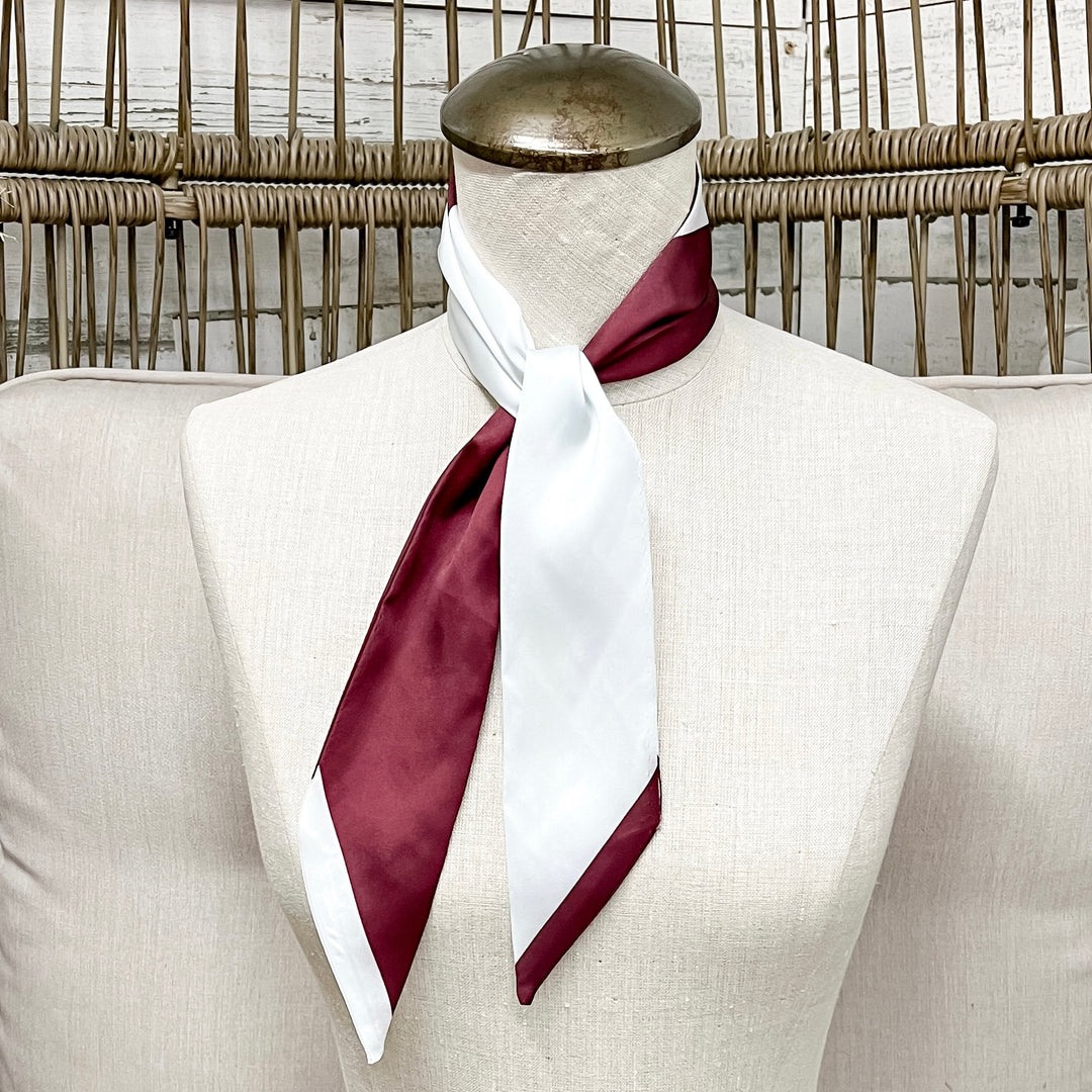 Gameday Glam Twilly Scarf in Maroon and White