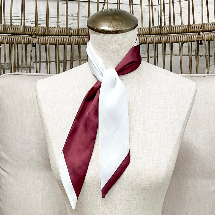 Gameday Glam Twilly Scarf in Maroon and White