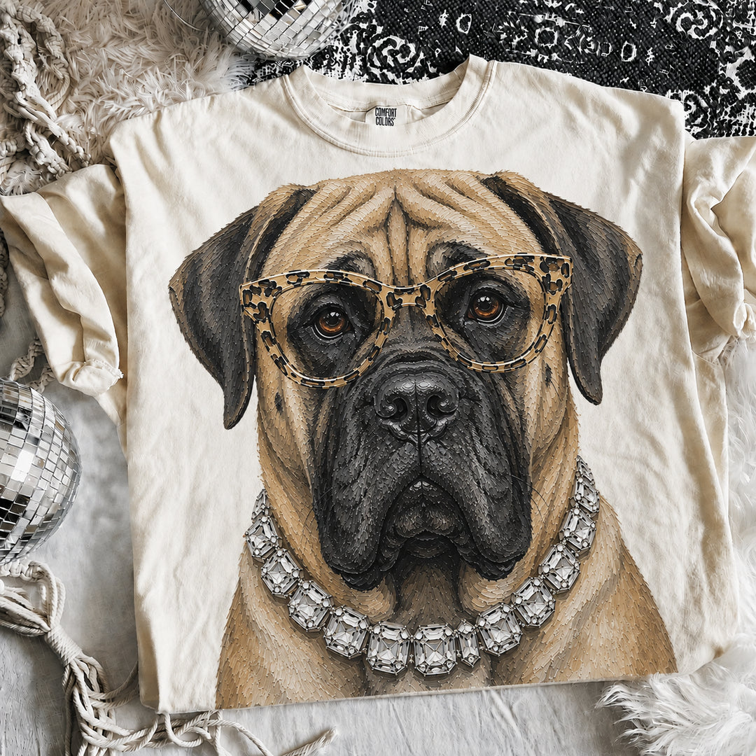 Made to Order | Boujee Mastiff Printed Graphic Design Tee or Sweatshirt in Multiple Printing Options on Ivory