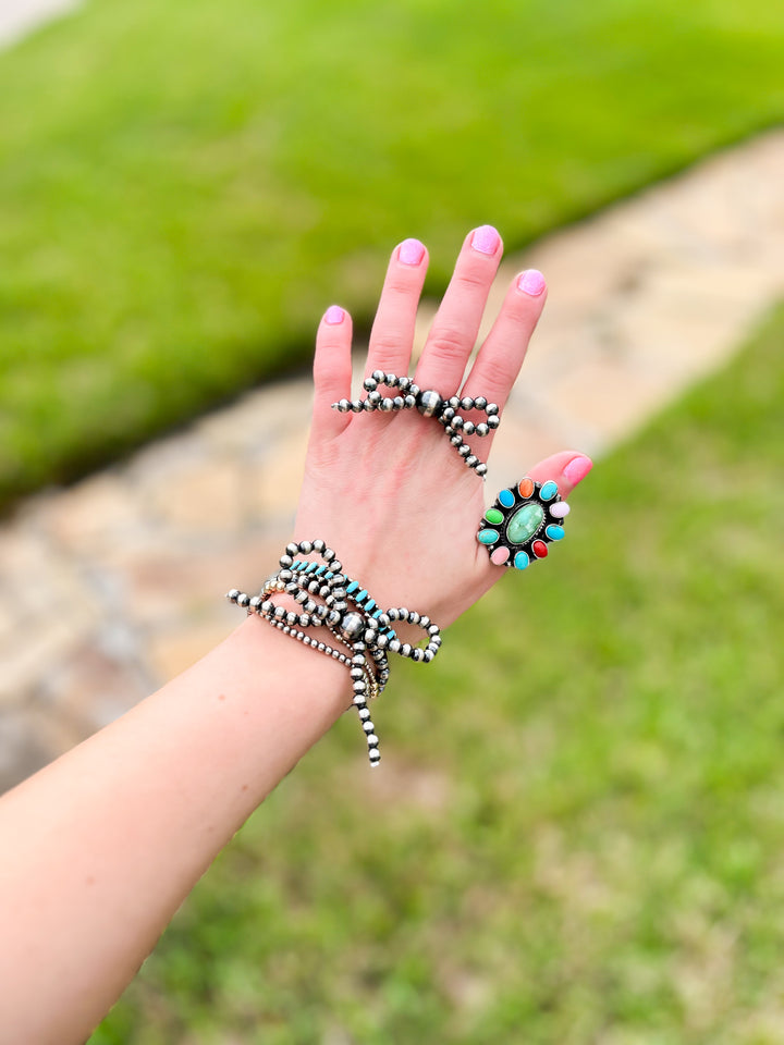 Native American Strung Navajo Pearl Bow Stretch Bracelet