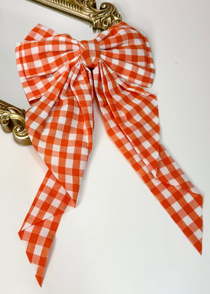 Gameday Spirit Gingham Hair Bow in 3 Color Options