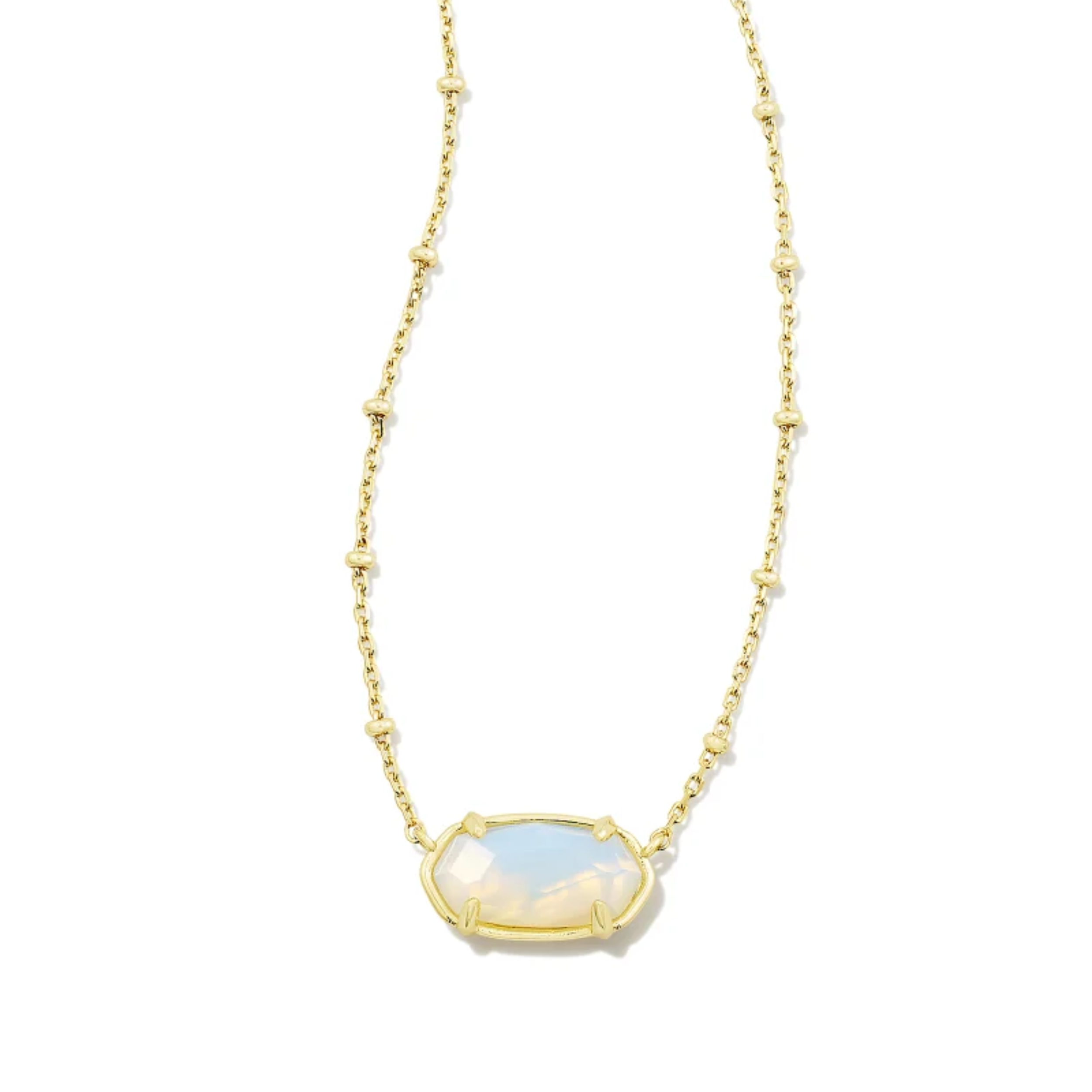 This Faceted Elisa Gold Pendent Necklace in Iridescent Opalite illusion by Kendra Scott is pictured on a white background.