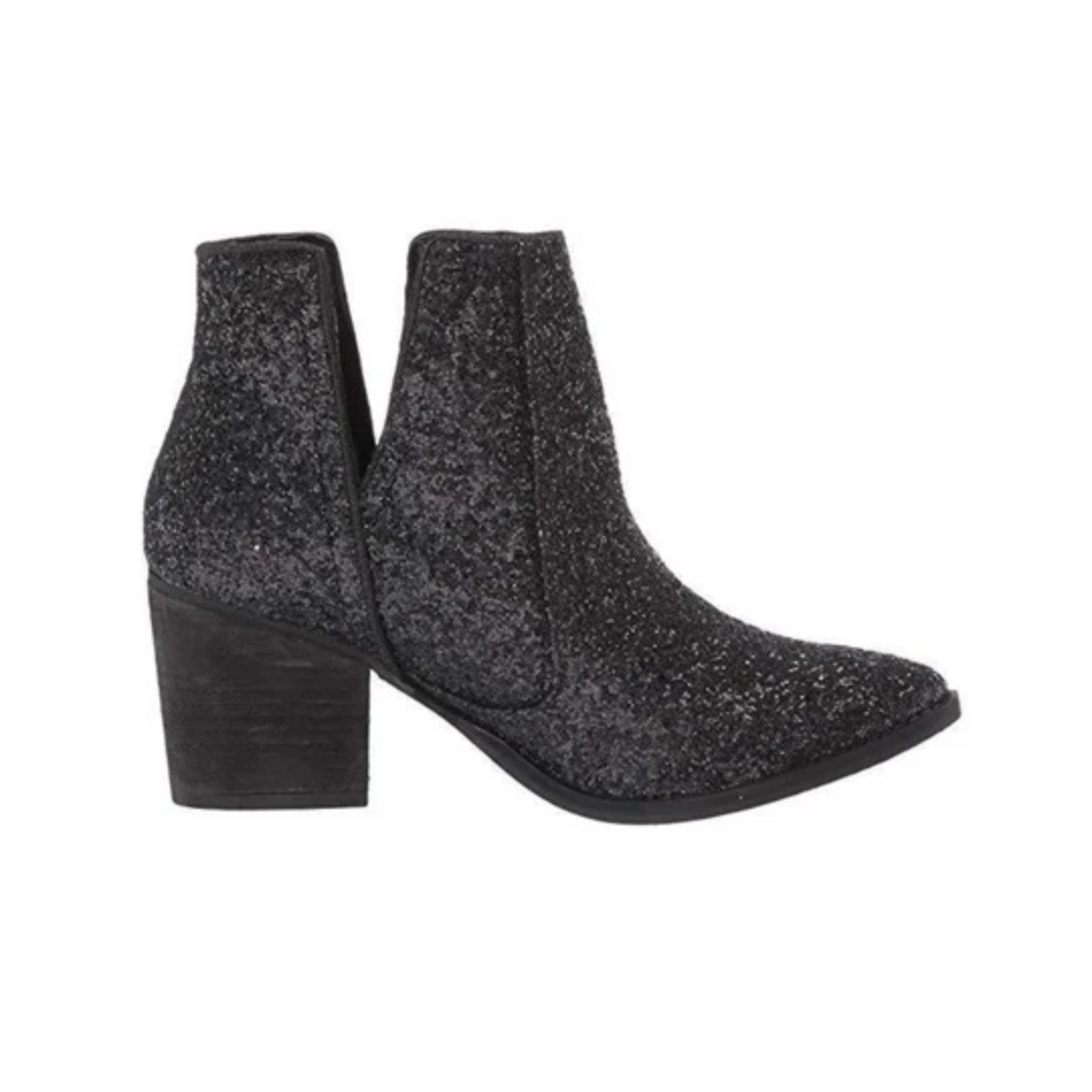 Online Exclusive | Fiera Heeled Glitter Booties in Black