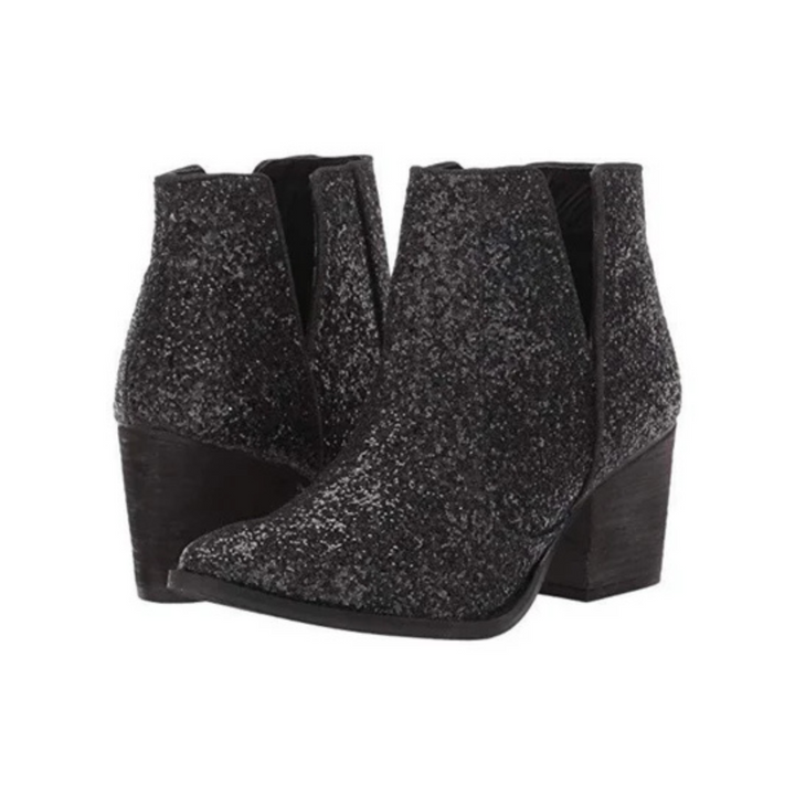 Online Exclusive | Fiera Heeled Glitter Booties in Black