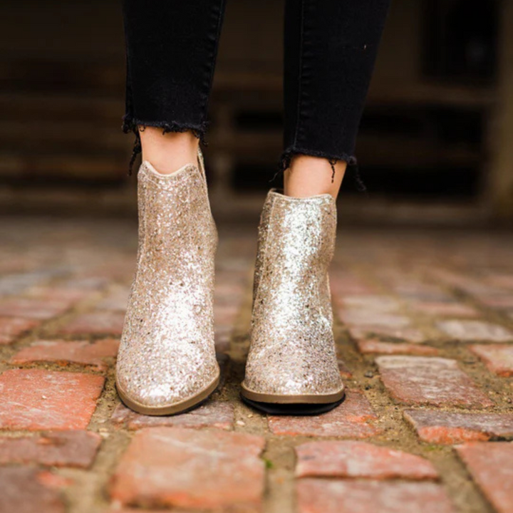 Online Exclusive | Fiera Glitter Booties in Gold