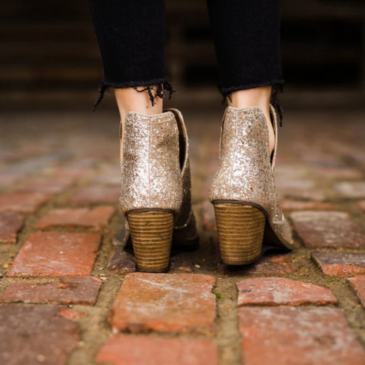 Online Exclusive | Fiera Glitter Booties in Gold