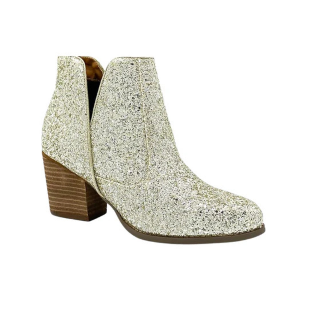 Online Exclusive | Fiera Glitter Booties in Gold