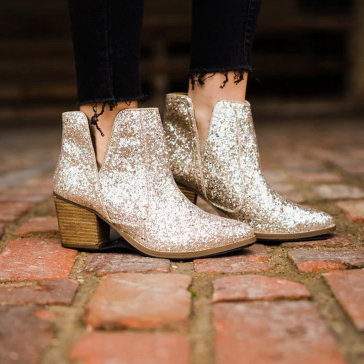 Online Exclusive | Fiera Glitter Booties in Gold