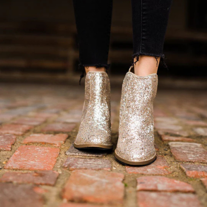 Online Exclusive | Fiera Glitter Booties in Gold
